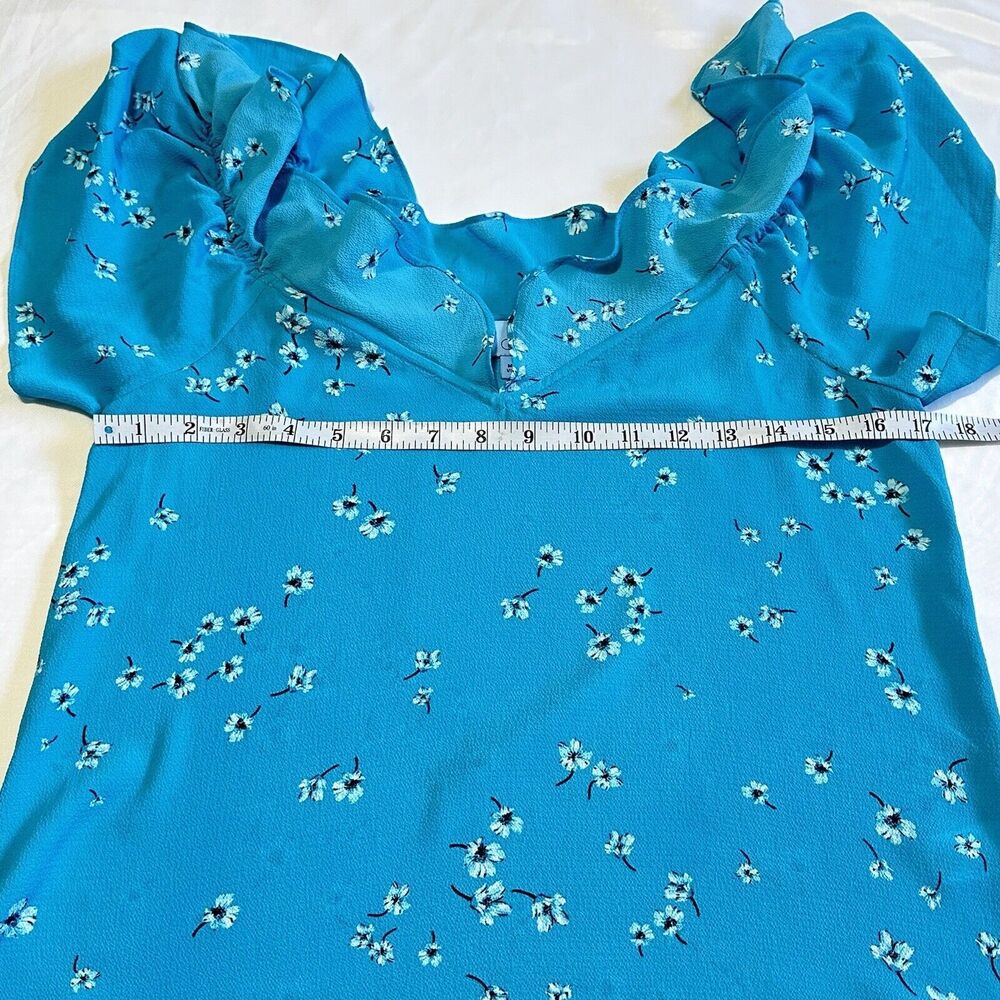 CeCe Women's Blue Teal Blouse Drapy Cold Shoulder Short Sleeve Top Sz XS - Picture 6 of 8
